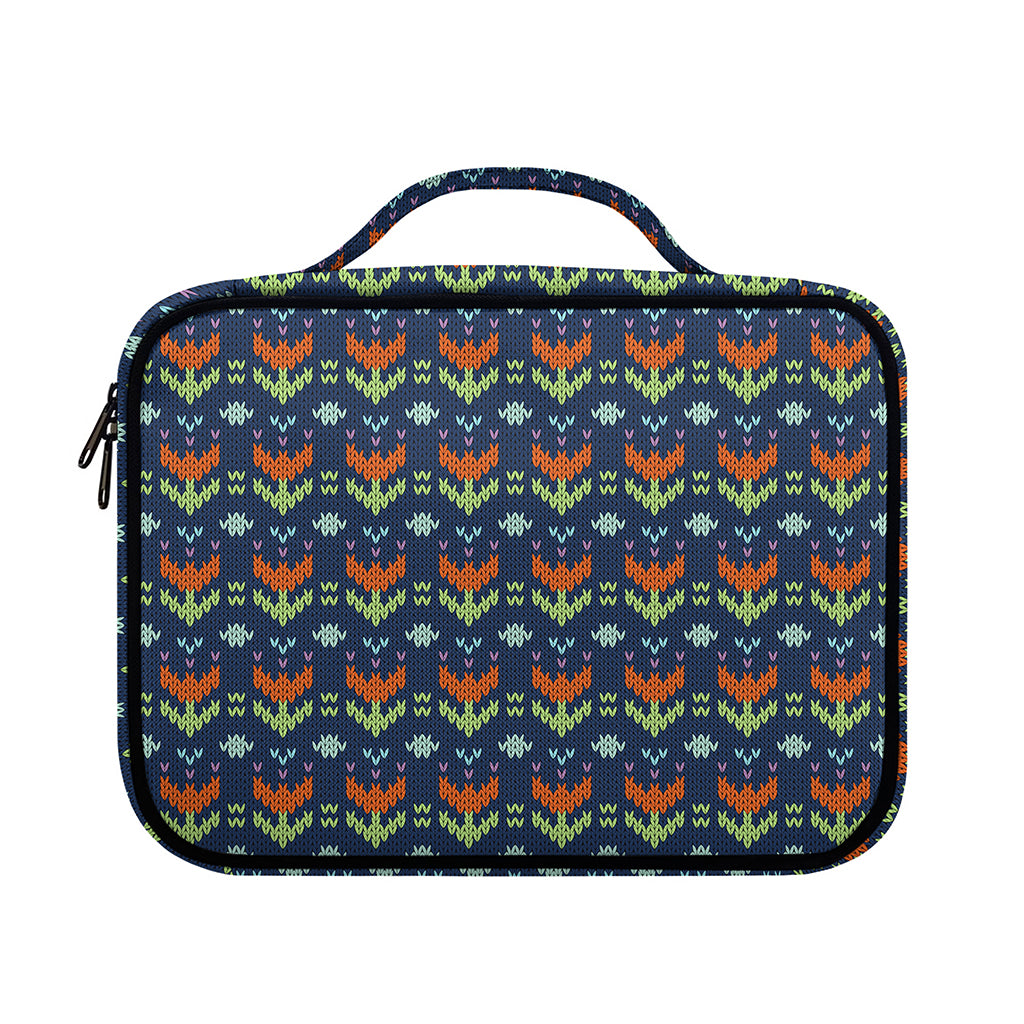 Flower Knitted Pattern Print Briefcase Bible Bag
