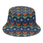 Flower Knitted Pattern Print Bucket Hat