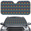 Flower Knitted Pattern Print Car Windshield Sun Shade