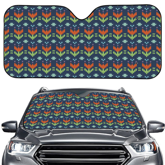 Flower Knitted Pattern Print Car Windshield Sun Shade