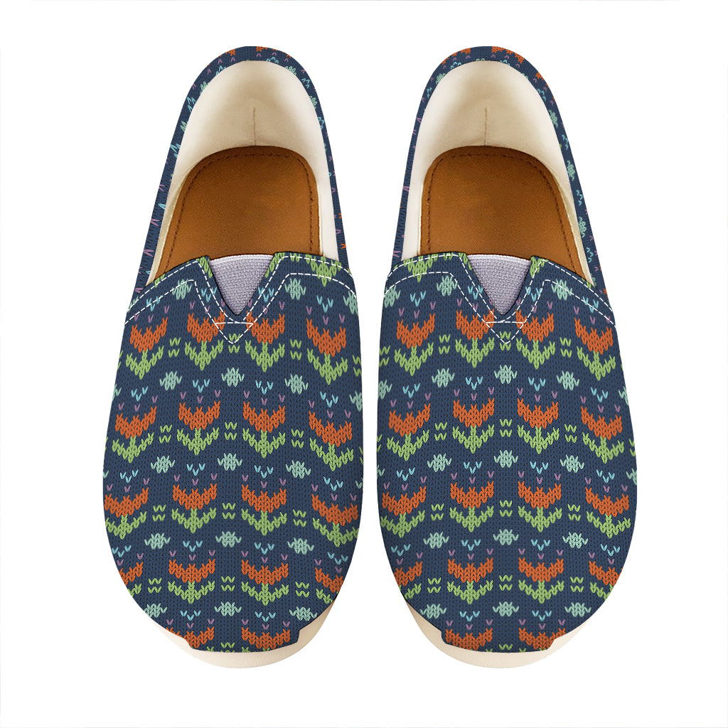 Flower Knitted Pattern Print Casual Shoes