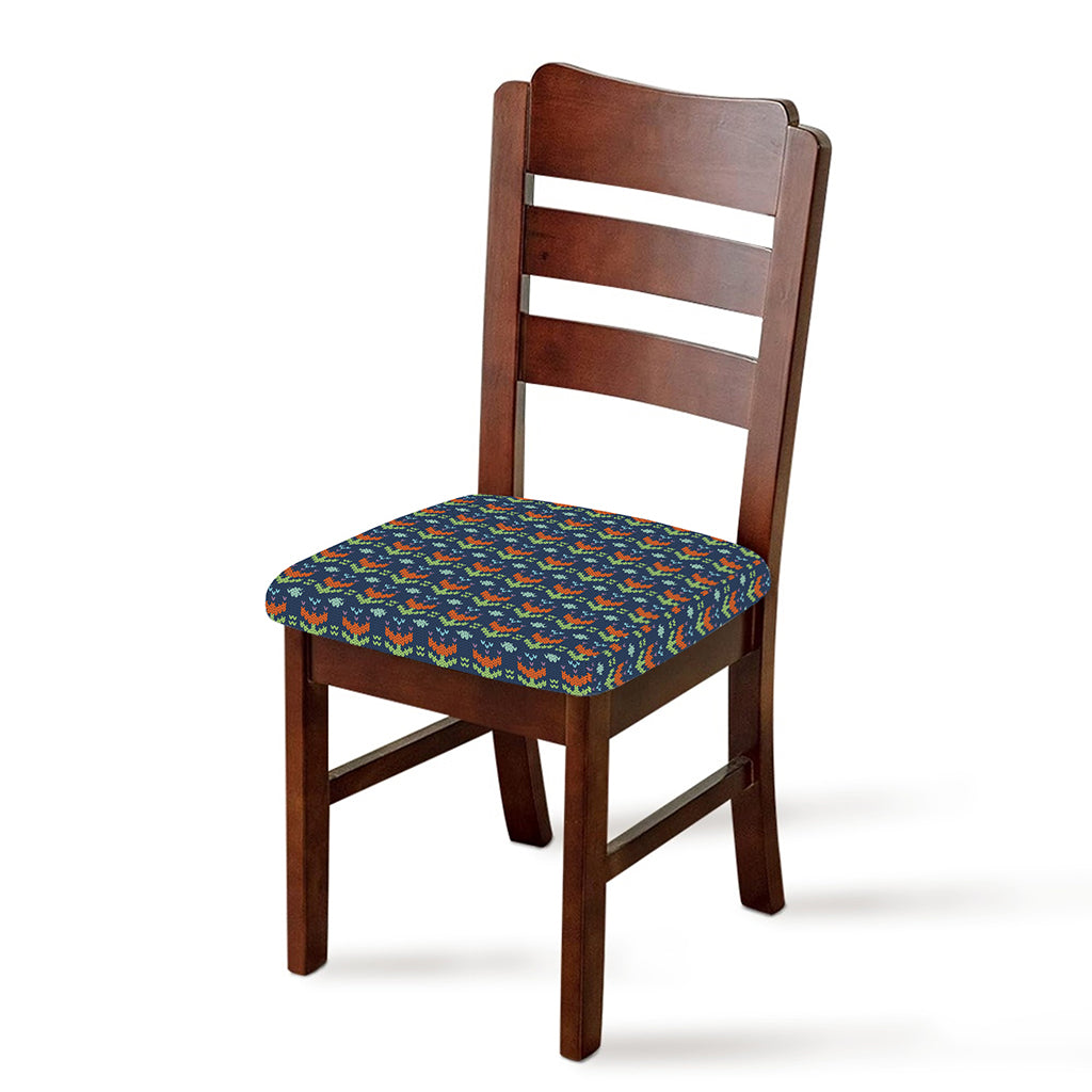 Flower Knitted Pattern Print Chair Cushion Cover