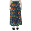 Flower Knitted Pattern Print Chiffon Maxi Skirt