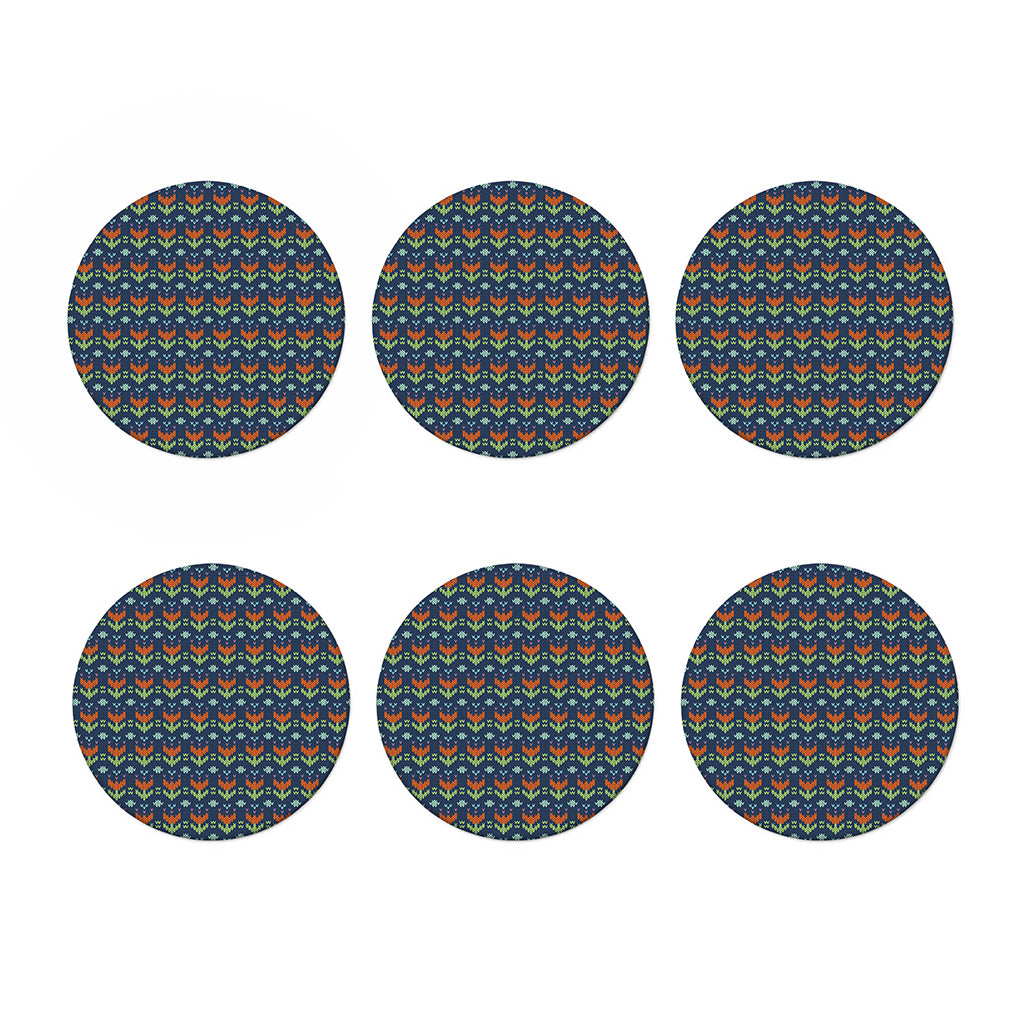 Flower Knitted Pattern Print Coaster Set