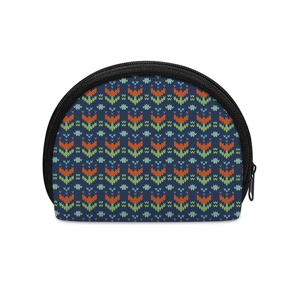 Flower Knitted Pattern Print Coin Purse