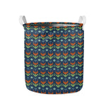 Flower Knitted Pattern Print Collapsible Laundry Basket