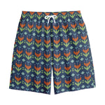 Flower Knitted Pattern Print Cotton Shorts