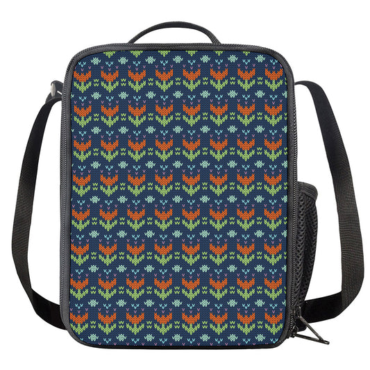 Flower Knitted Pattern Print Crossbody Lunch Bag