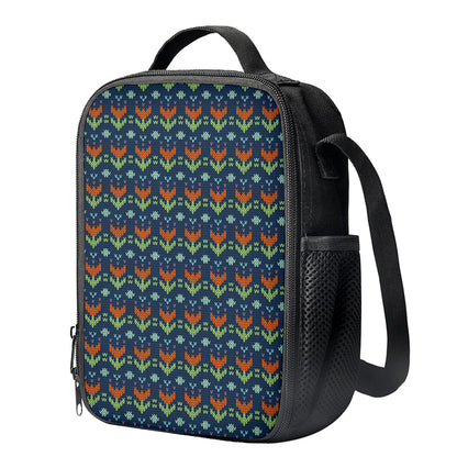 Flower Knitted Pattern Print Crossbody Lunch Bag