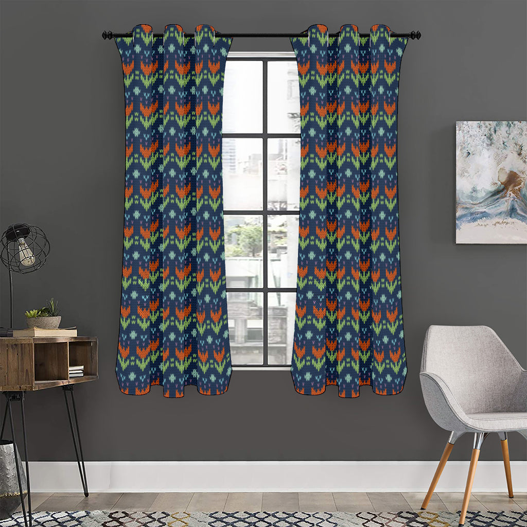 Flower Knitted Pattern Print Curtain