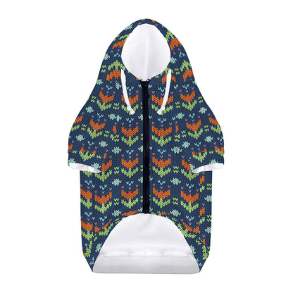 Flower Knitted Pattern Print Dog Zip Up Hoodie