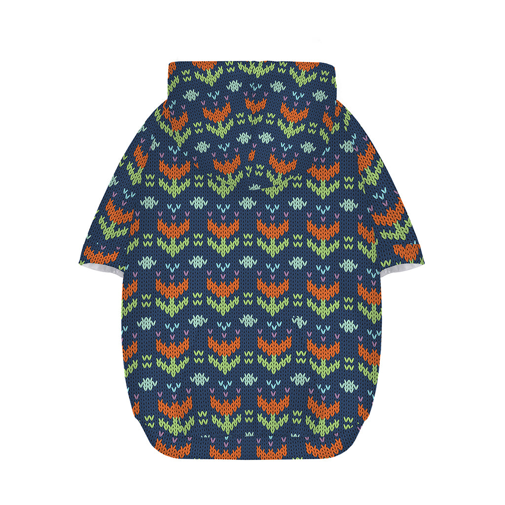Flower Knitted Pattern Print Dog Zip Up Hoodie