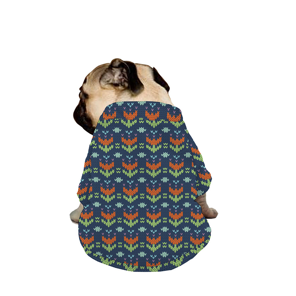 Flower Knitted Pattern Print Dog Zip Up Jacket