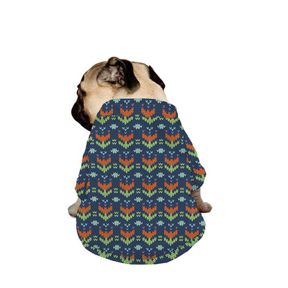 Flower Knitted Pattern Print Dog Zip Up Jacket