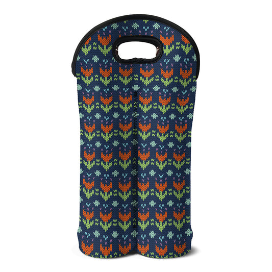 Flower Knitted Pattern Print Double Neoprene Wine Tote
