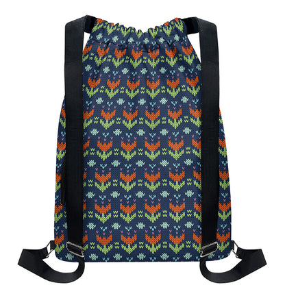 Flower Knitted Pattern Print Drawstring Backpack
