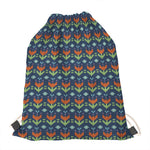 Flower Knitted Pattern Print Drawstring Bag