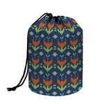 Flower Knitted Pattern Print Drawstring Makeup Bag