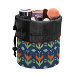 Flower Knitted Pattern Print Drawstring Makeup Bag