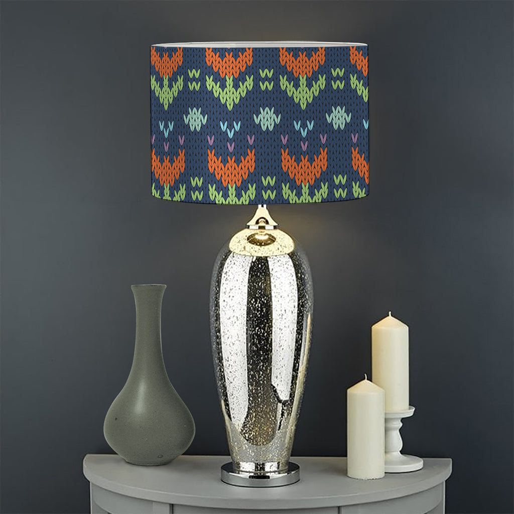Flower Knitted Pattern Print Drum Lamp Shade