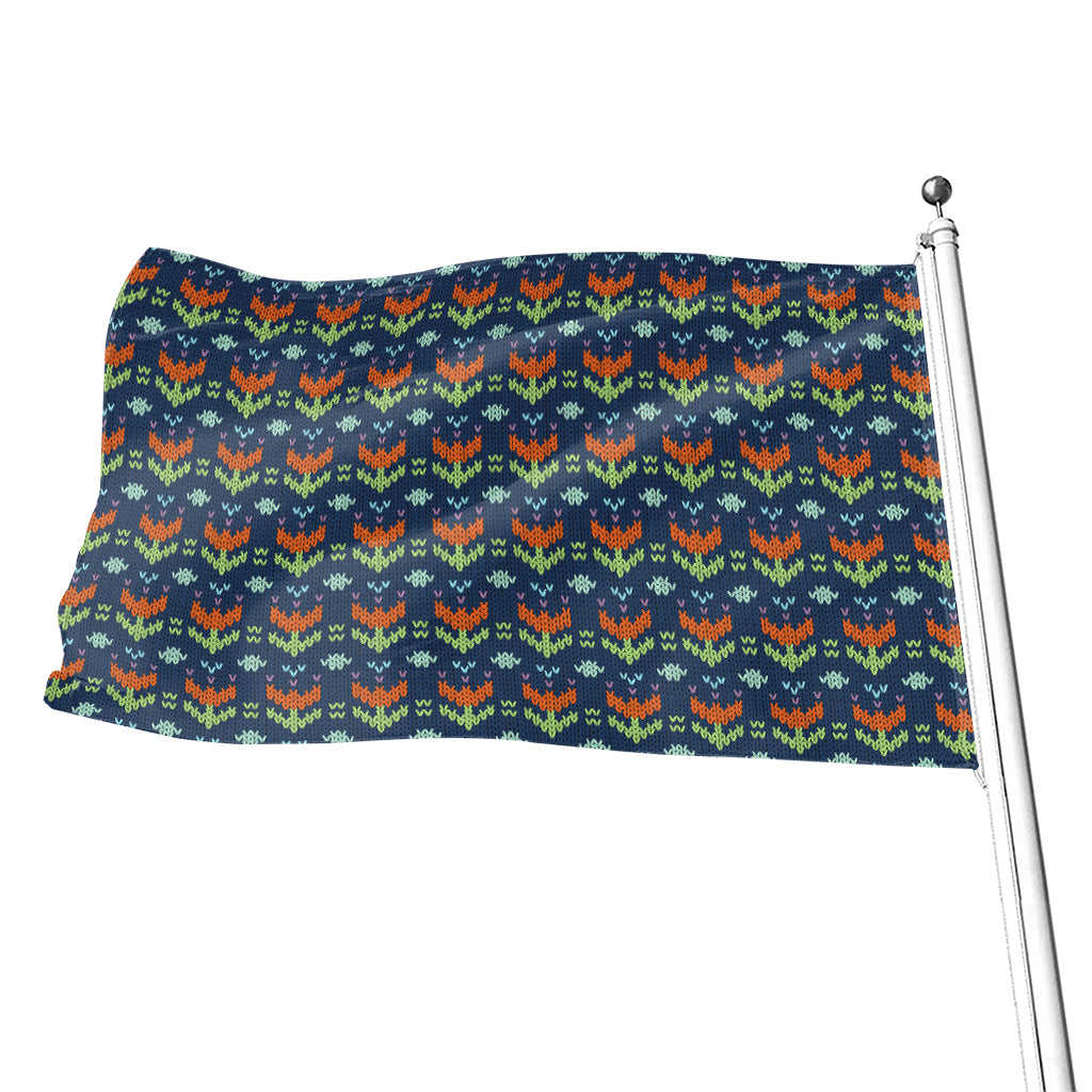 Flower Knitted Pattern Print Flag