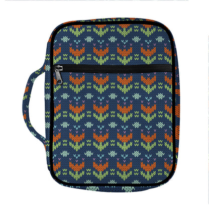Flower Knitted Pattern Print Front Pocket Bible Bag