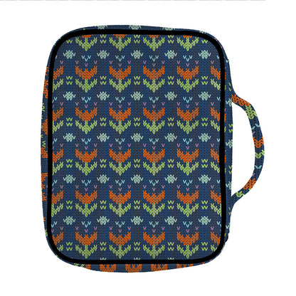 Flower Knitted Pattern Print Front Pocket Bible Bag