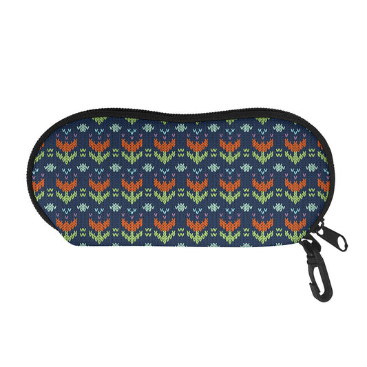 Flower Knitted Pattern Print Glasses Case
