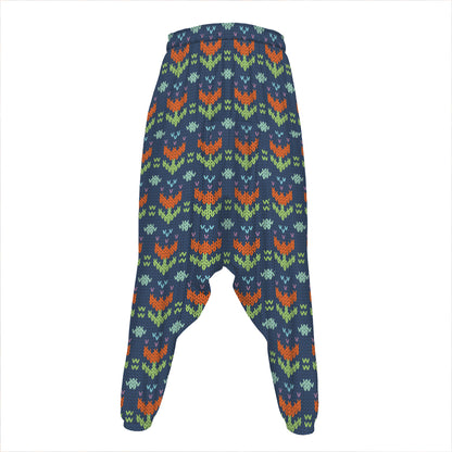 Flower Knitted Pattern Print Hammer Pants
