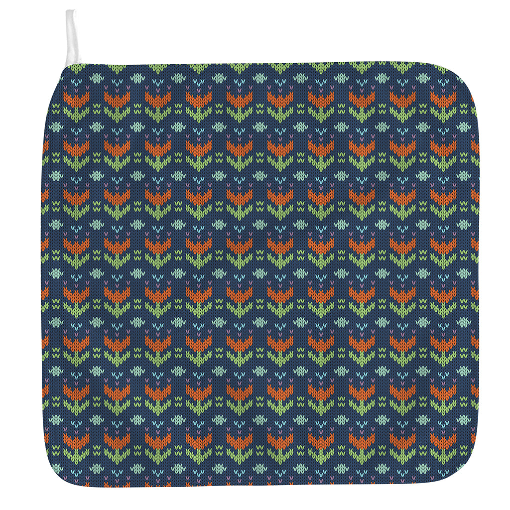 Flower Knitted Pattern Print Hand Towel