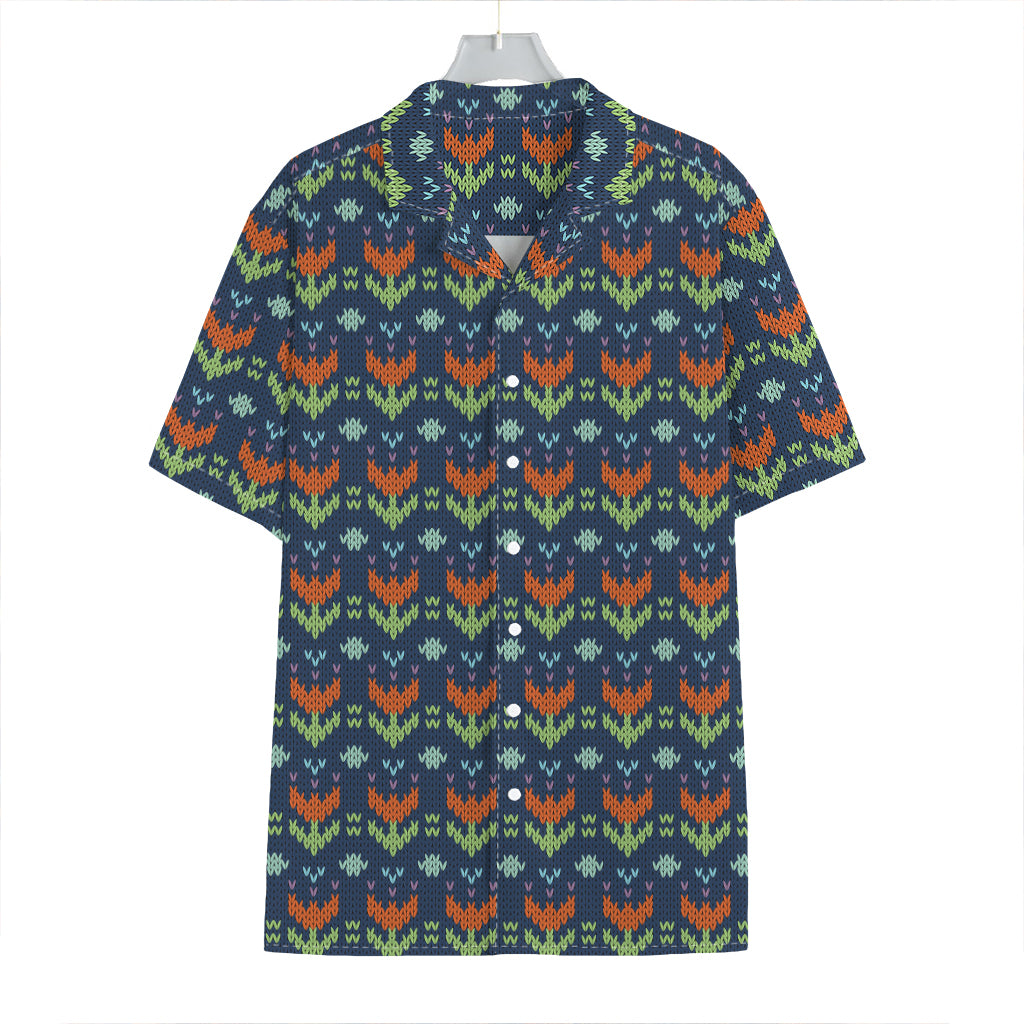 Flower Knitted Pattern Print Hawaiian Shirt