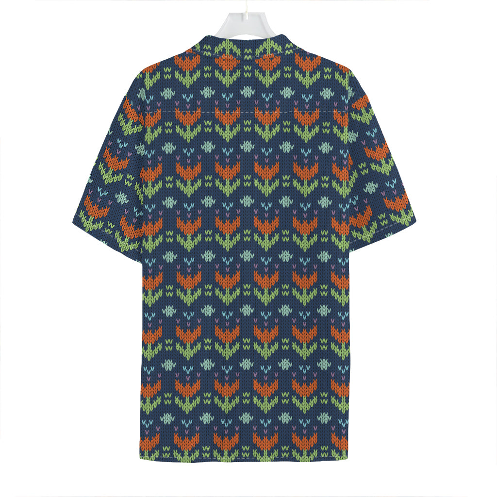 Flower Knitted Pattern Print Hawaiian Shirt