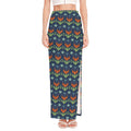 Flower Knitted Pattern Print High Slit Maxi Skirt