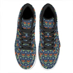 Flower Knitted Pattern Print High Top Leather Sneakers