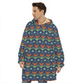 Flower Knitted Pattern Print Hoodie Blanket