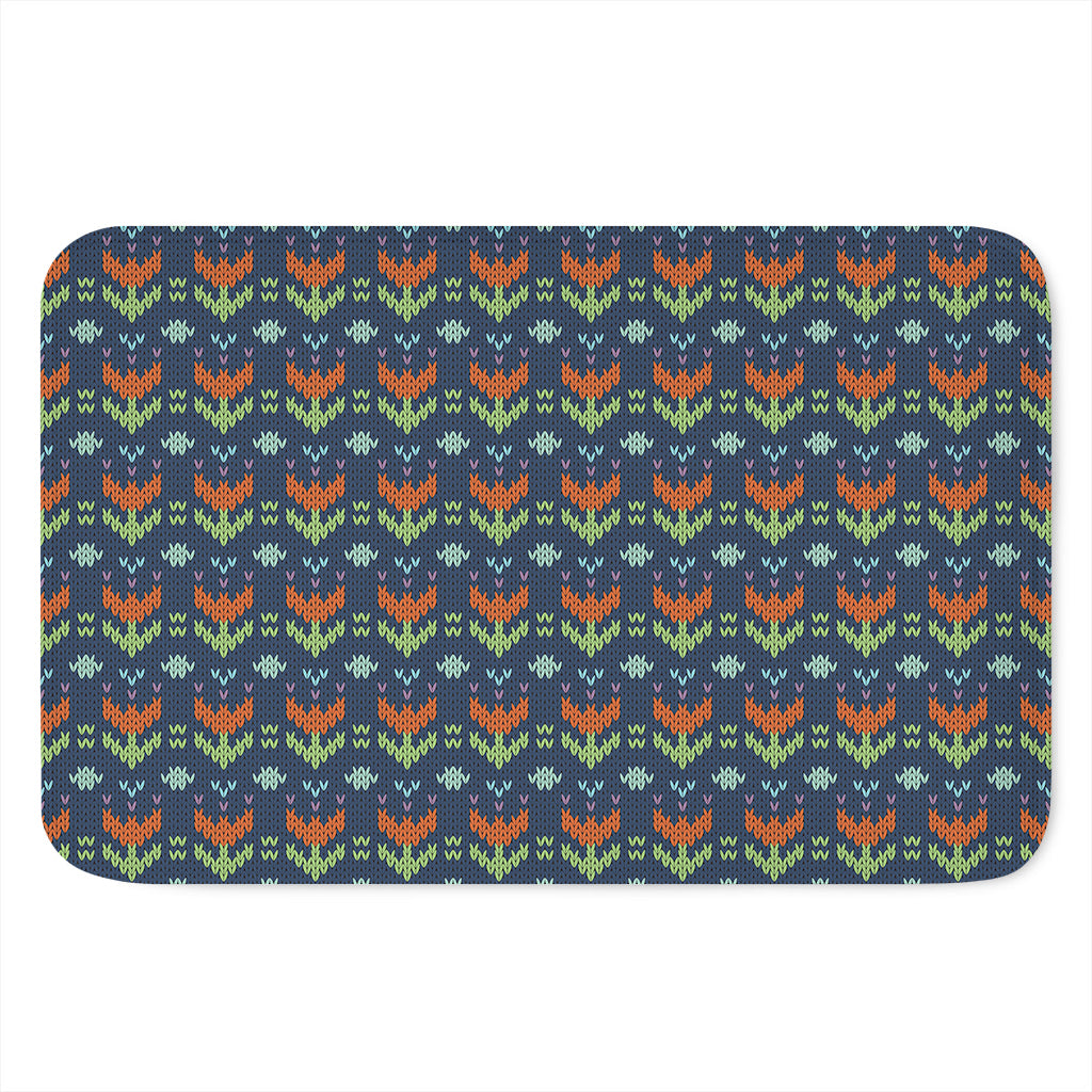 Flower Knitted Pattern Print Indoor Door Mat