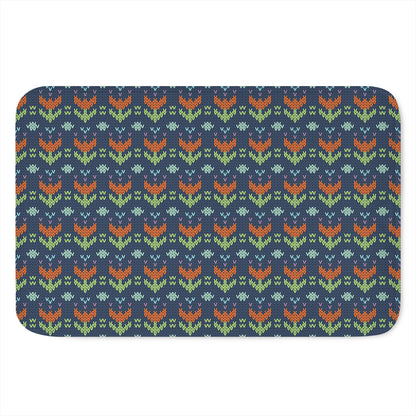 Flower Knitted Pattern Print Indoor Door Mat