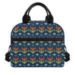 Flower Knitted Pattern Print Insulated Lunch Bag