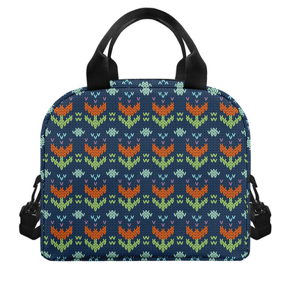 Flower Knitted Pattern Print Insulated Lunch Bag