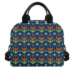 Flower Knitted Pattern Print Insulated Lunch Bag