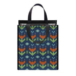 Flower Knitted Pattern Print Insulated Lunch Tote