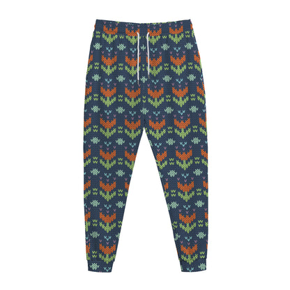 Flower Knitted Pattern Print Jogger Pants
