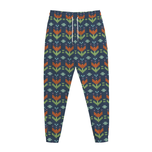Flower Knitted Pattern Print Jogger Pants