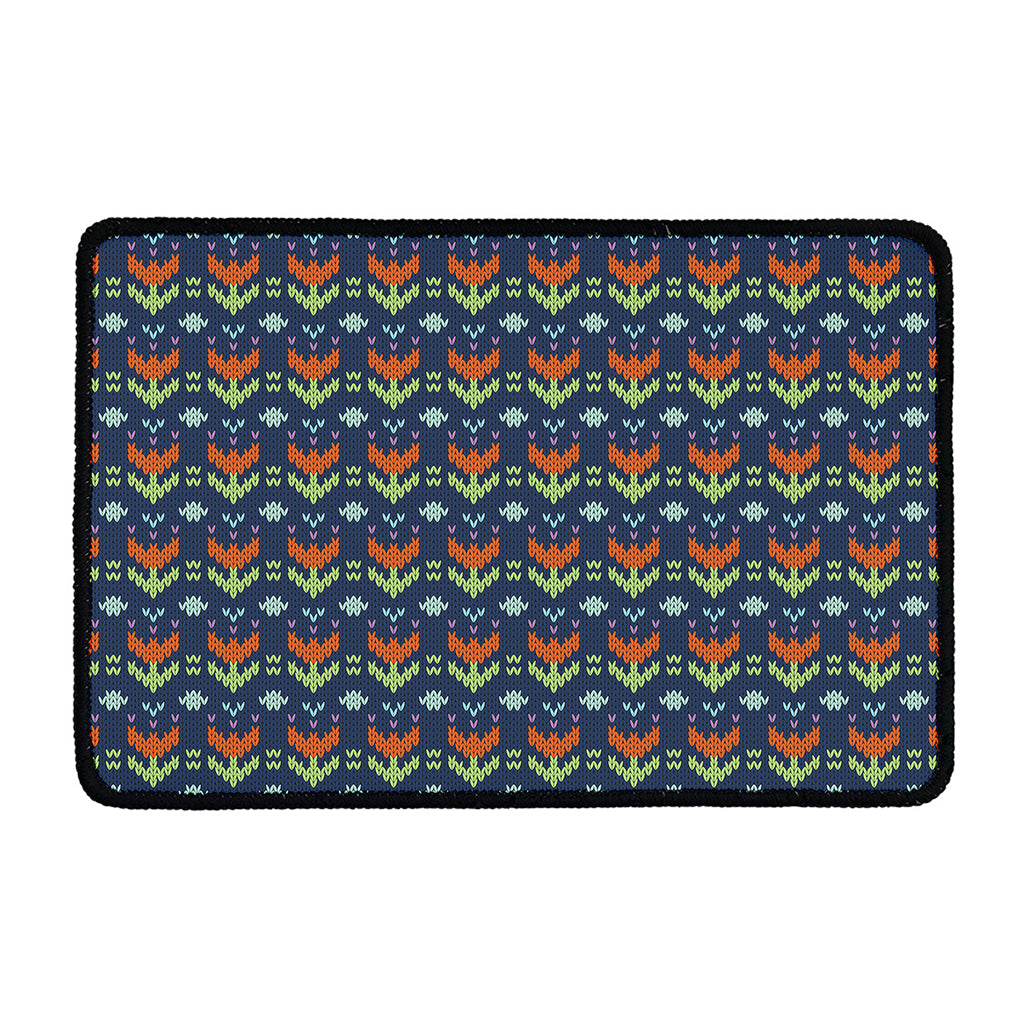Flower Knitted Pattern Print Kitchen Mat