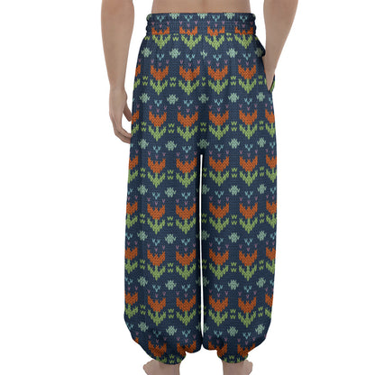 Flower Knitted Pattern Print Lantern Pants