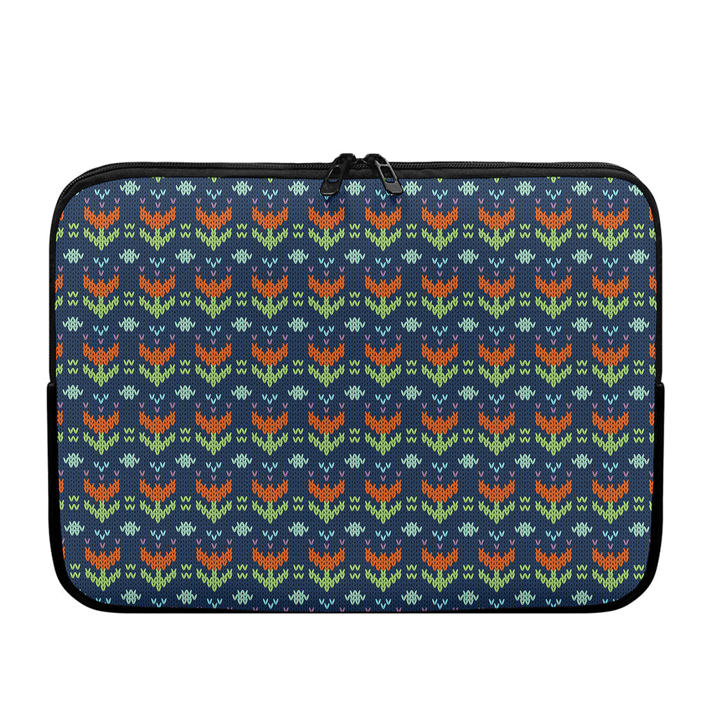 Flower Knitted Pattern Print Laptop Sleeve