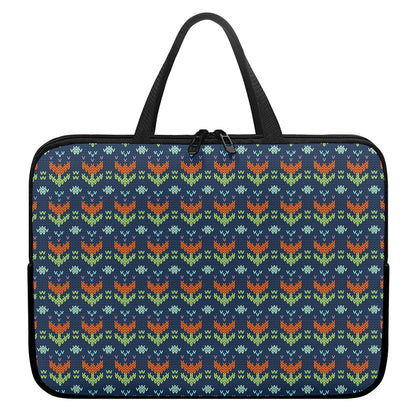 Flower Knitted Pattern Print Laptop Sleeve With Handle