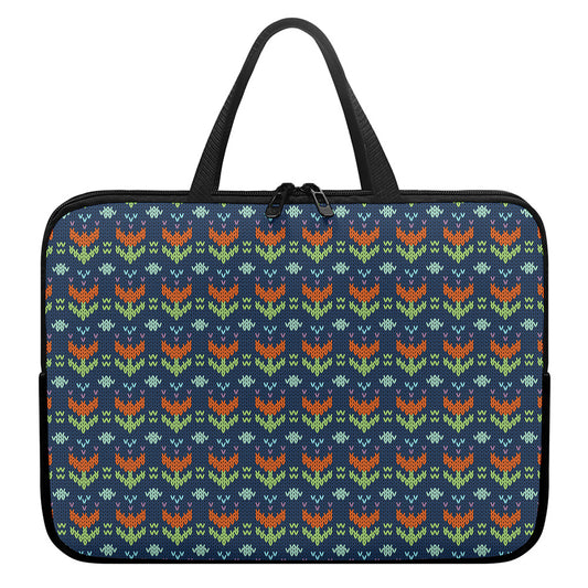 Flower Knitted Pattern Print Laptop Sleeve With Handle