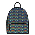 Flower Knitted Pattern Print Leather Backpack