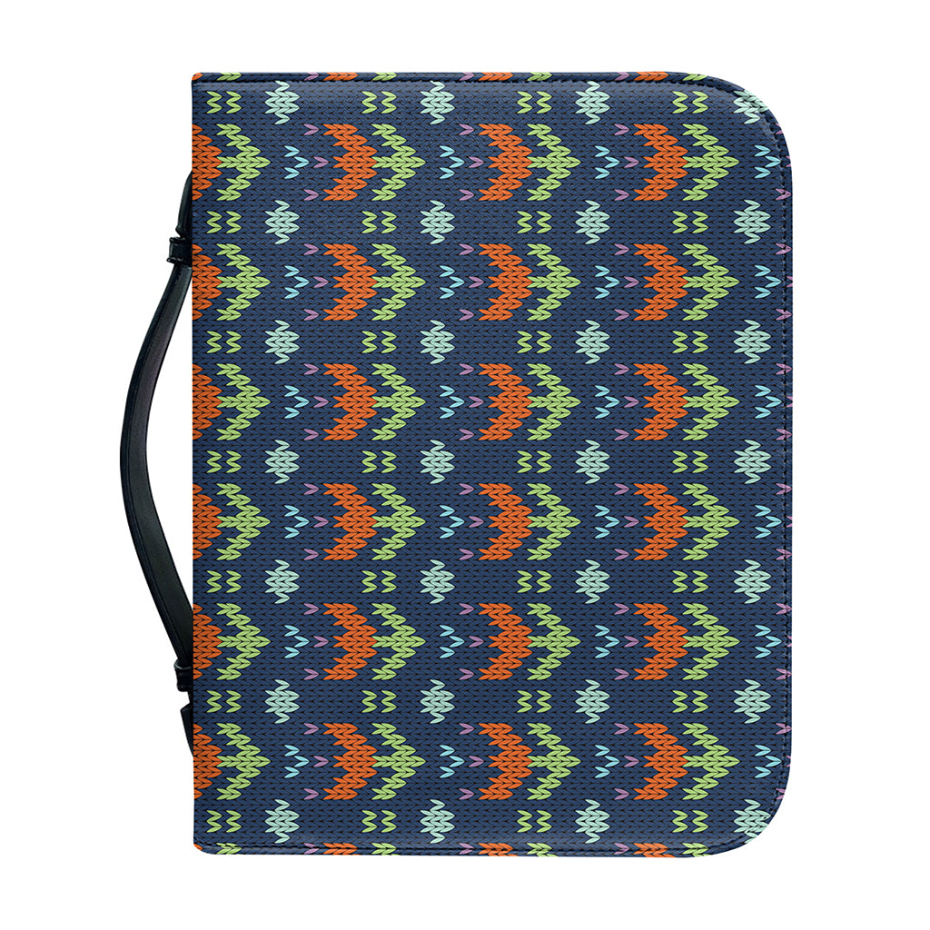 Flower Knitted Pattern Print Leather Bible Cover